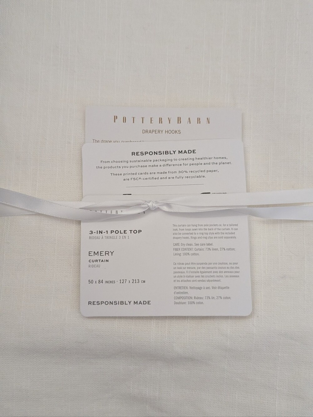Pottery Barn Emery Linen Light Filtering Curtain